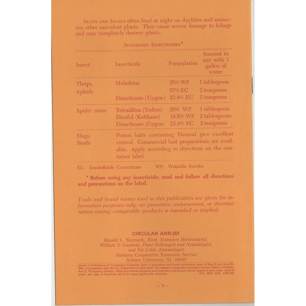 Vintage Daylilies Auburn University Circular ANR-201 Alabama Extension Booklet - Picture 2 of 2